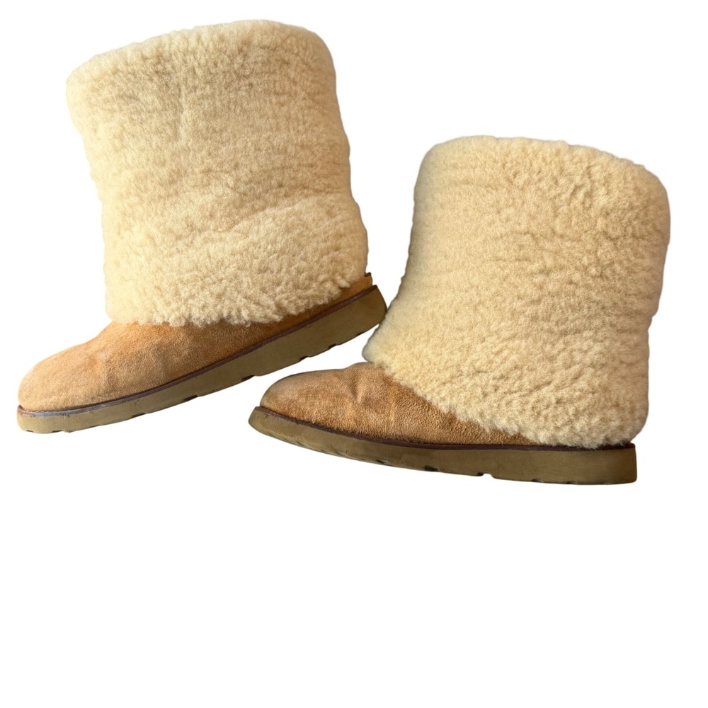 UGG Maylin Chestnut Womens Pull On Sheepskin Shearling Cuff Boots   Sz 8